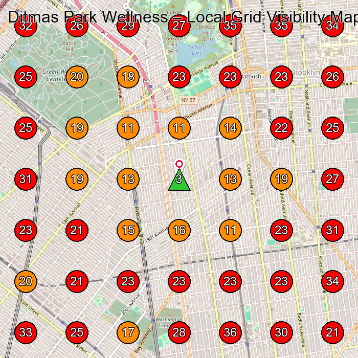 Ditmas Park Wellness GeoGrid visibility map for Physical Therapist in None